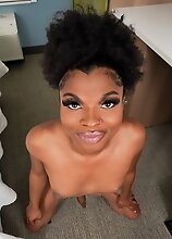 Black tgirl Lika DaFreaka has a great body, small breasts, puffy nipples, a smooth tight brown ass and a big cock!